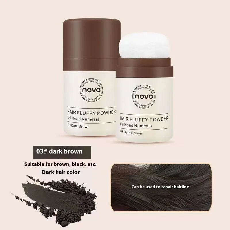 Oil control booster powder for hairline and bangs application in compact packaging with natural colour options