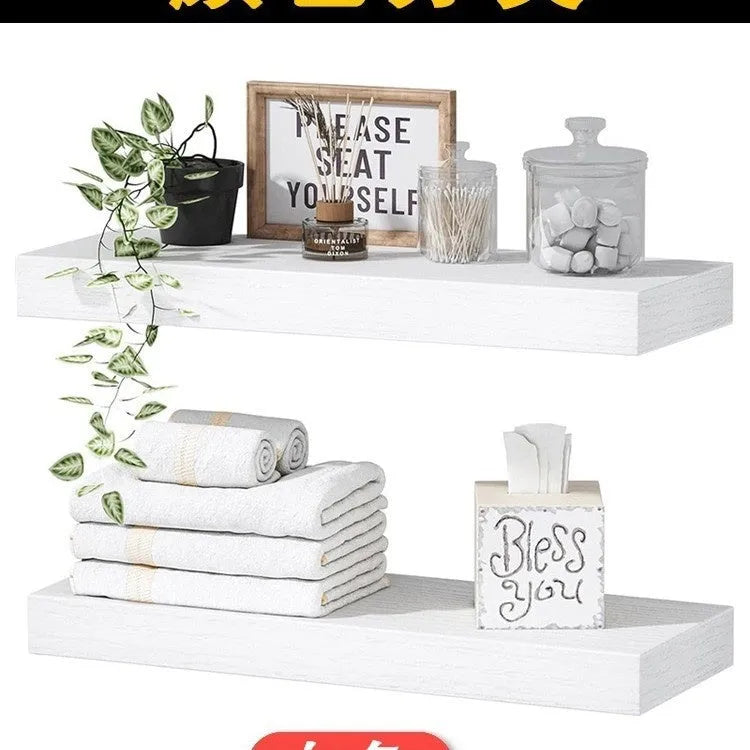 Solid wood wall mounted display shelf in modern simple style for home organisation