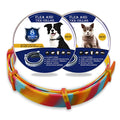 Rainbow plastic anti-flea pet collar for cats or dogs in boxed packaging
