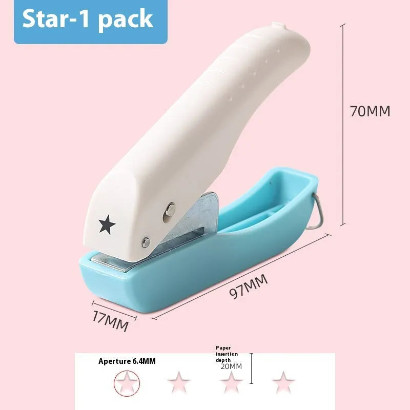 Small manual punching machine with love, star, and round shaped 4mm embossed patterns for paper crafting