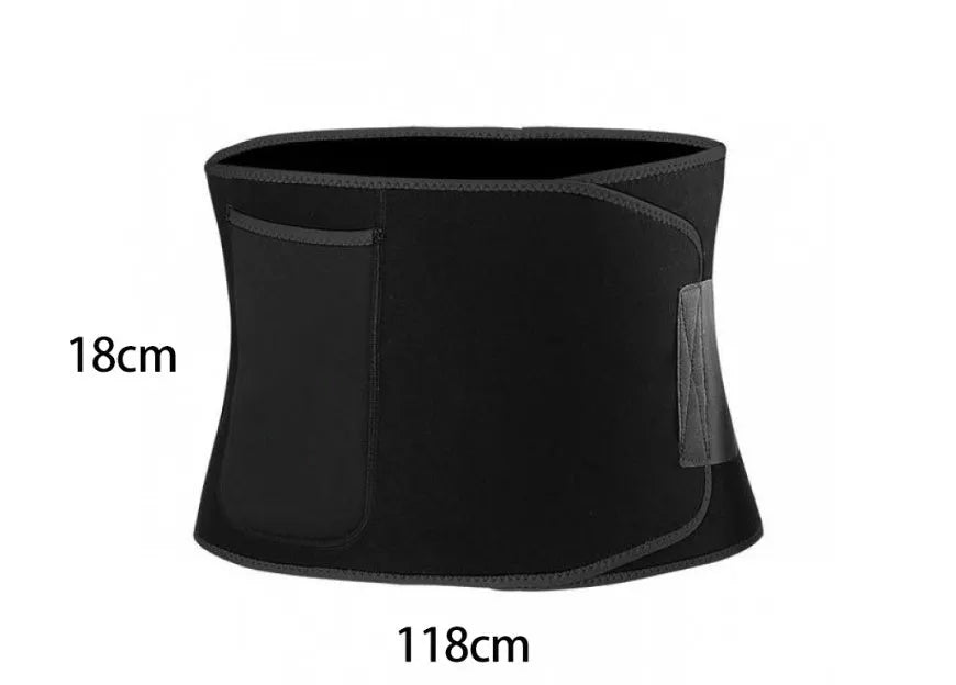 Black waist and abdominal support belt for adult yoga and fitness.