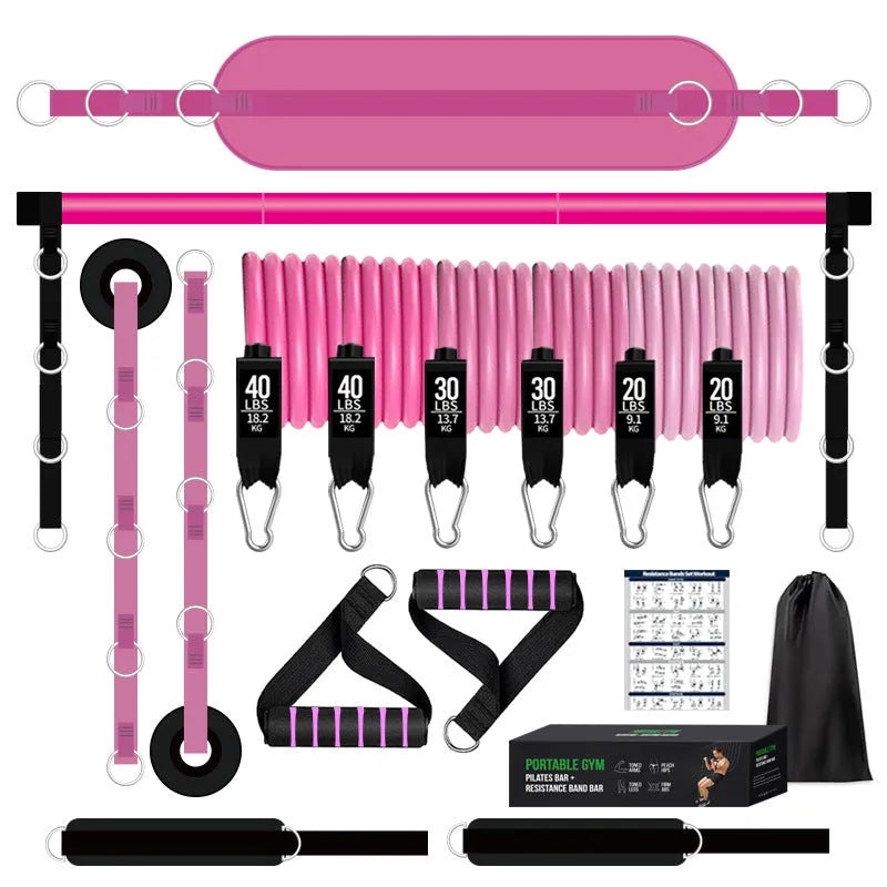 Black TPE 180 lb full elastic resistance training set for home rehabilitation and yoga fitness use