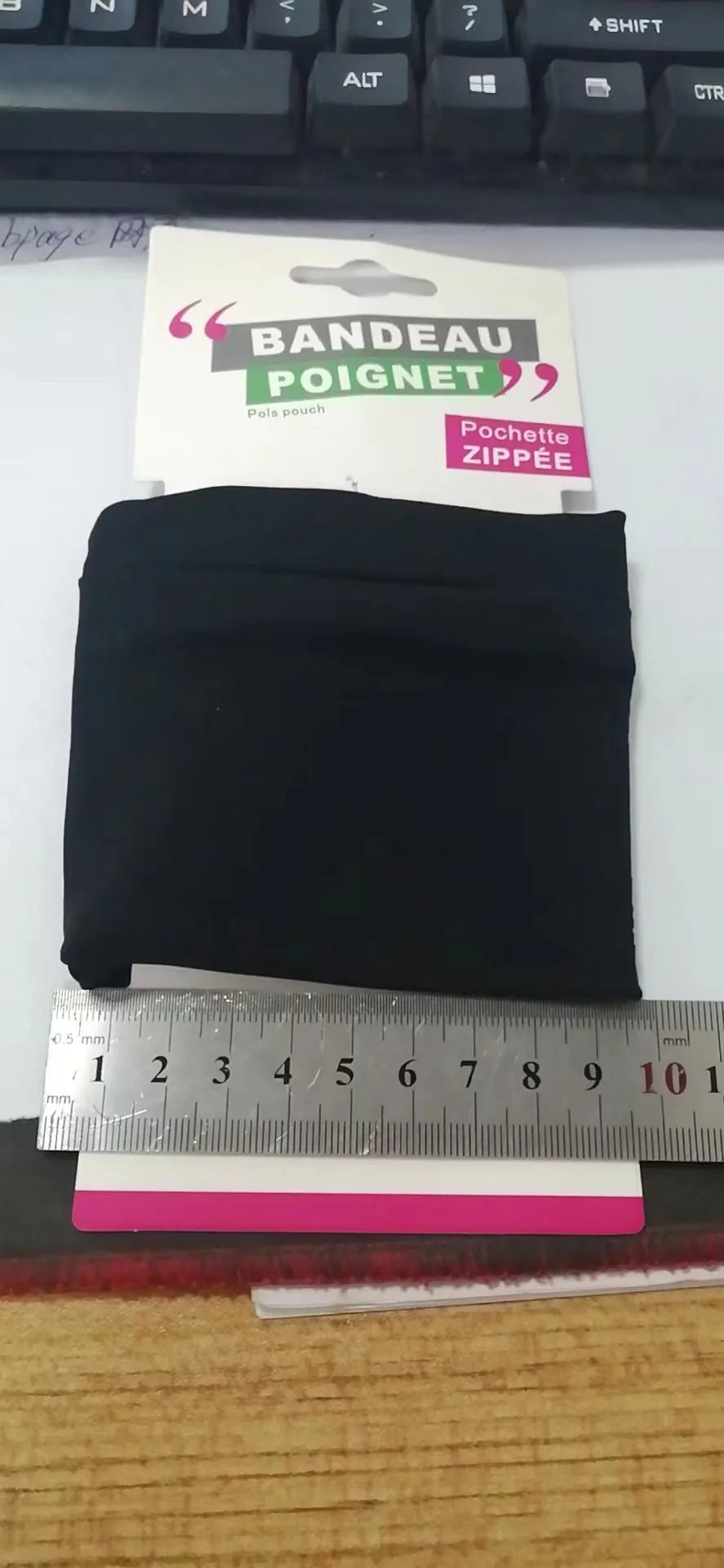Wrist bag armband sleeve for mobile phone, shown with dimensions 10cm by 10.5cm.
