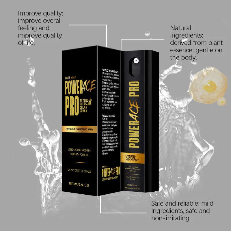 Men's compact 10ml body spray bottle with botanical extract formula, measuring 2.6cm by 2.6cm by 9.3cm.