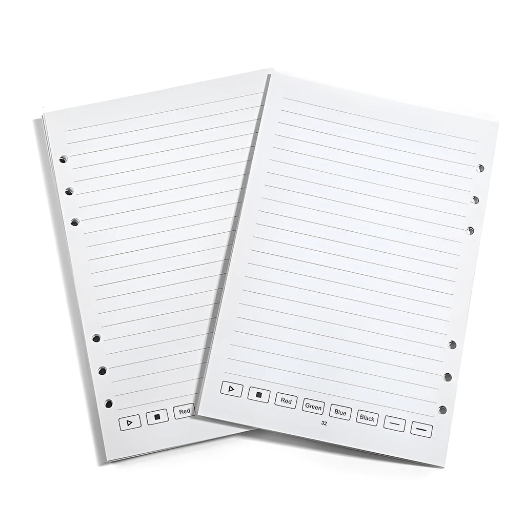 Loose spiral notebook filling paper with metal core and Zodiac Forest Paper pages alongside ballpoint, pencil and plastic refills