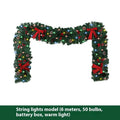 A modern European-style rattan Christmas cane decoration with a pine cone bow, available with different light options.
