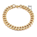 Six-sided geometric Cuban link bracelet in gold, black, or steel colour with multiple width options