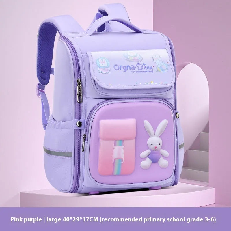 Children's cartoon backpack with animal patterns, Oxford cloth construction, and airpillow burden-reducing straps