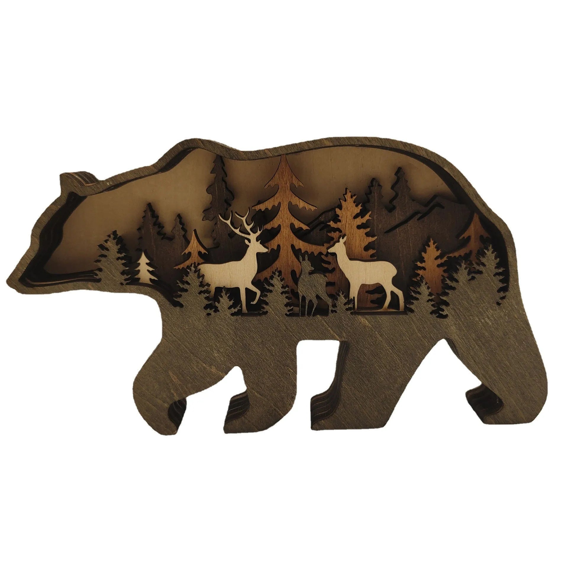 Boxwood Christmas ornament elk silhouette 18cm high natural wood finish