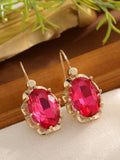 Personalised diamond studded niche temperament earrings in light blue, rose red, and royal blue colour options