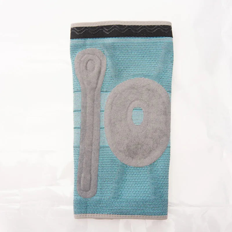 Sky blue silicone running and basketball knee pad made from elastic fibre.