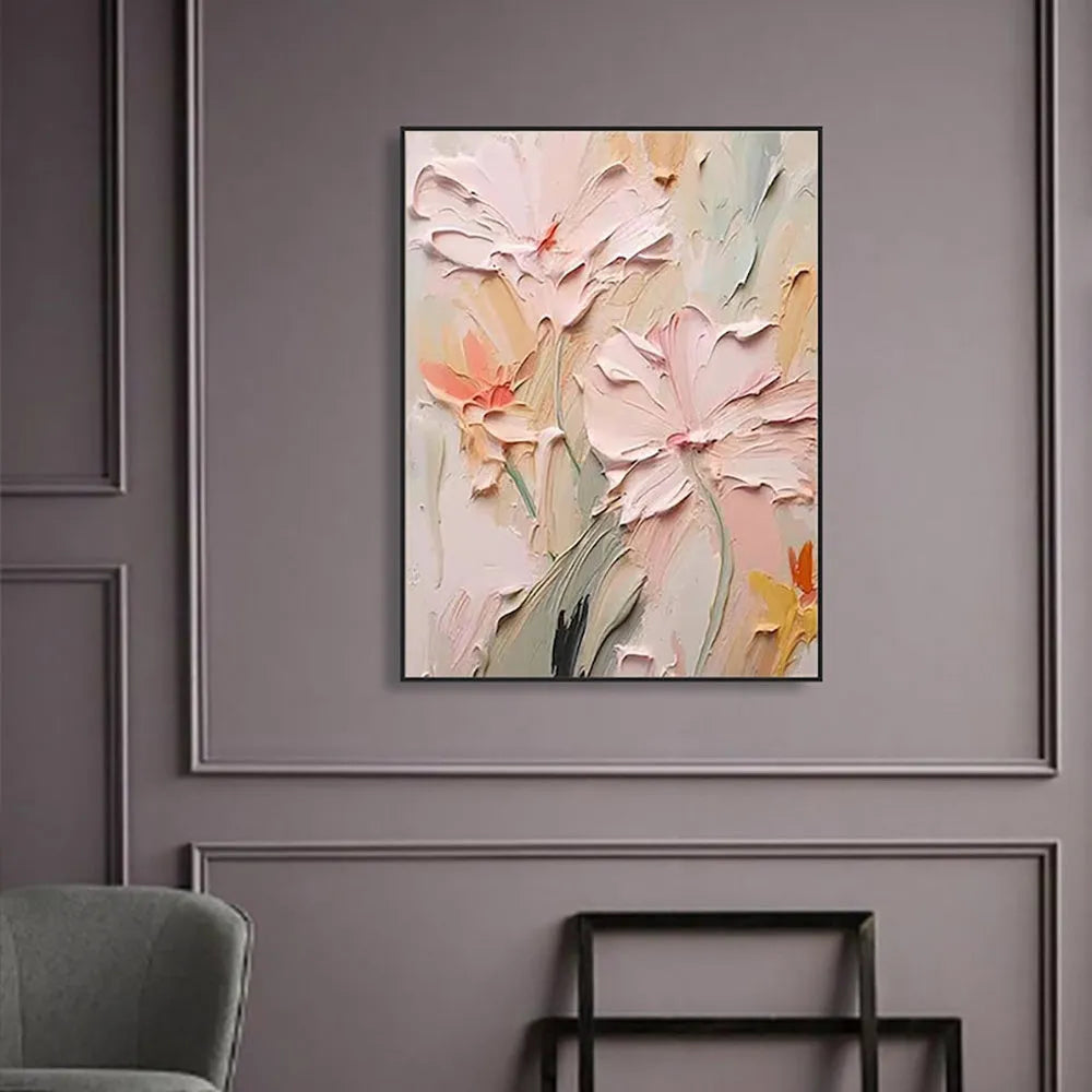 Handmade Oil Painting Canvas Wall Art Decoration 3D Texture Thick Oil Flowers Modern Abstract Vertical for Living Room Bedroom Home Office 60cm 70cm 80cm 90cm 100cm 120cm Sizes Without Inner Frame