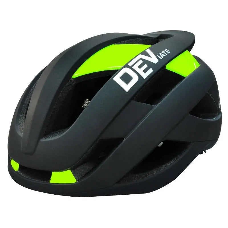 Matte black adult mountain bike helmet with coloured trim and integrated ventilation net, shown with adjustable head strap.