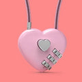 Peach heart shaped ABS plastic cable lock with steel rope, shown in multiple colour options for bicycle helmets.