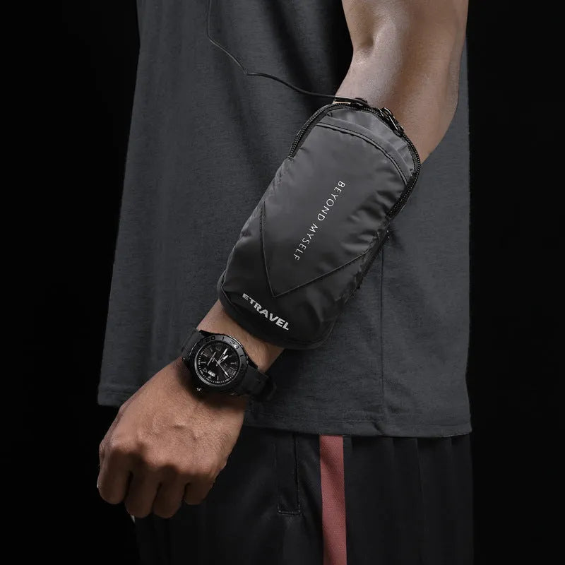 Reflective running arm bag with 7-inch capacity in three colour options
