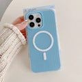 Magnetic two-in-one TPU phone case for iPhone 11-17 series in black with corrugated shell texture