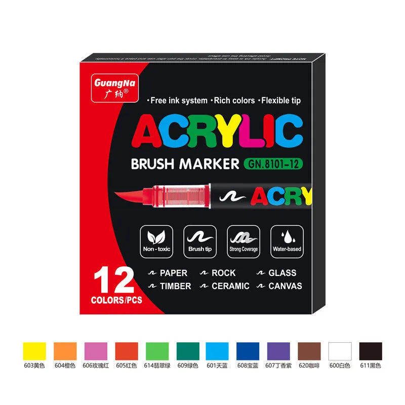 Set of acrylic paint marker pens with soft tips for graffiti and hand painting art