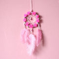 Pink ostrich feather Dreamcatcher Wind Chimes wall decoration in modern simplicity style