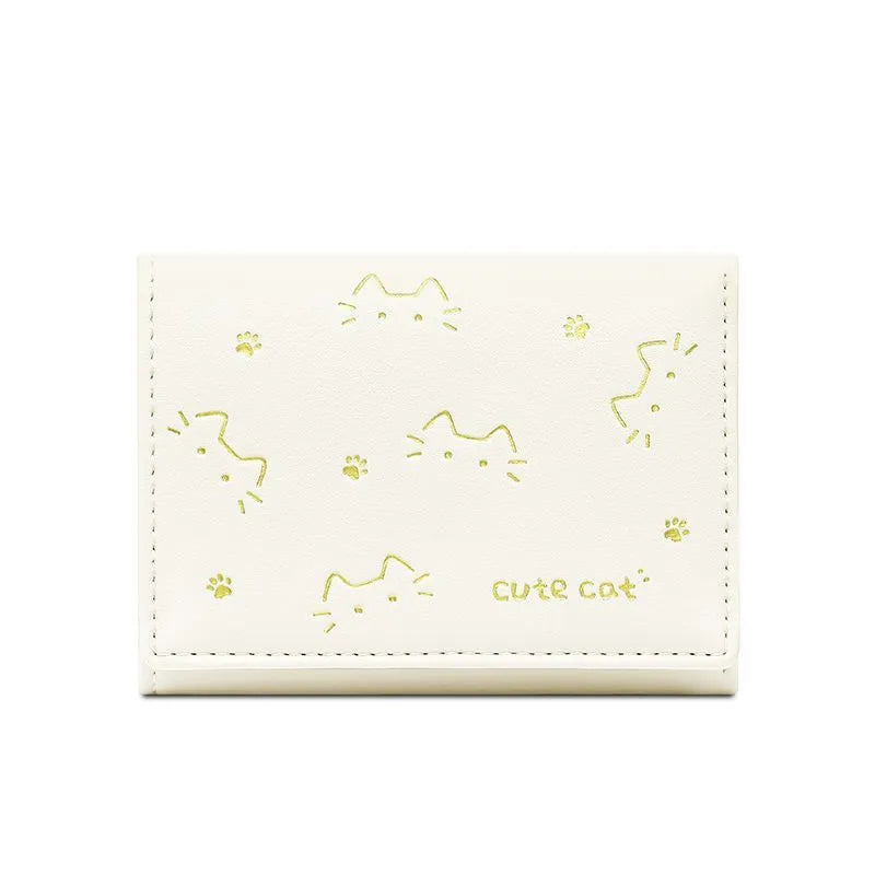 New short folding small wallet for women with cartoon animation print in purple colour