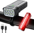 Black KX12DF digital display bicycle headlight on a 360-degree rotating mount with USB cable.