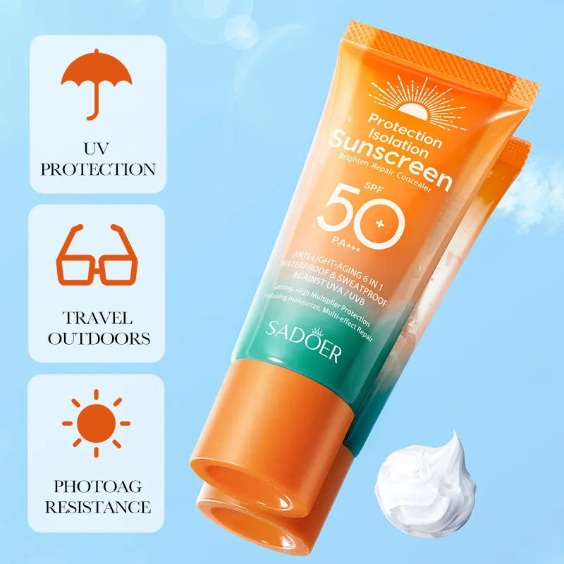 Double tube 50g multi-effect repair isolation sunscreen and makeup primer