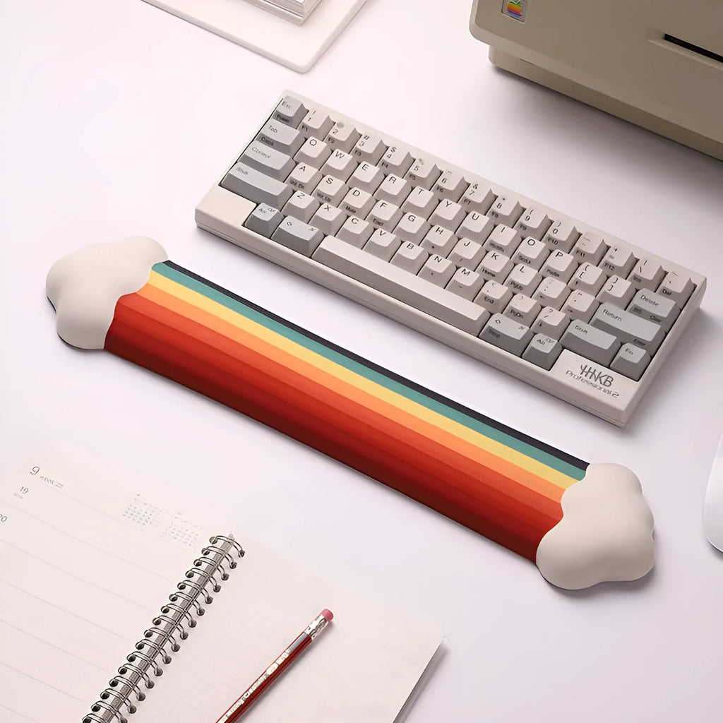Silicone wrister mouse pad and keyboard support set with colourful cloud pattern design