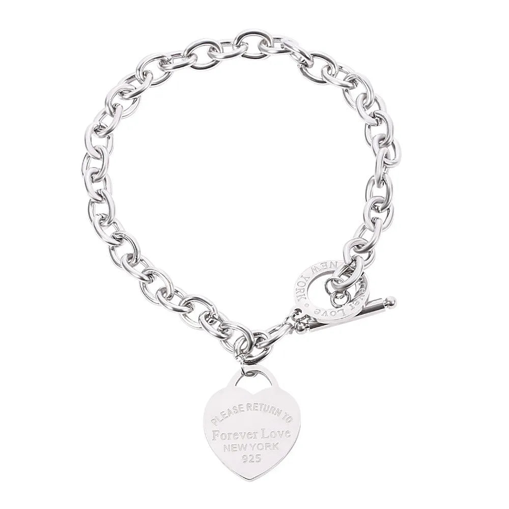 Alloy heart shape bracelet for ladies with electroplating finish, Sl257 style