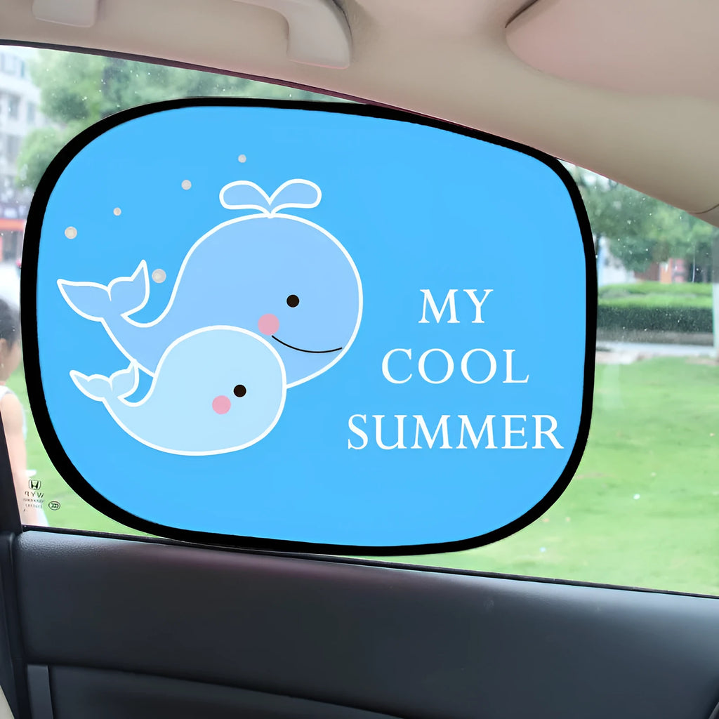 Electrostatic adsorption car side window sunshade with animal designs on nylon mesh material
