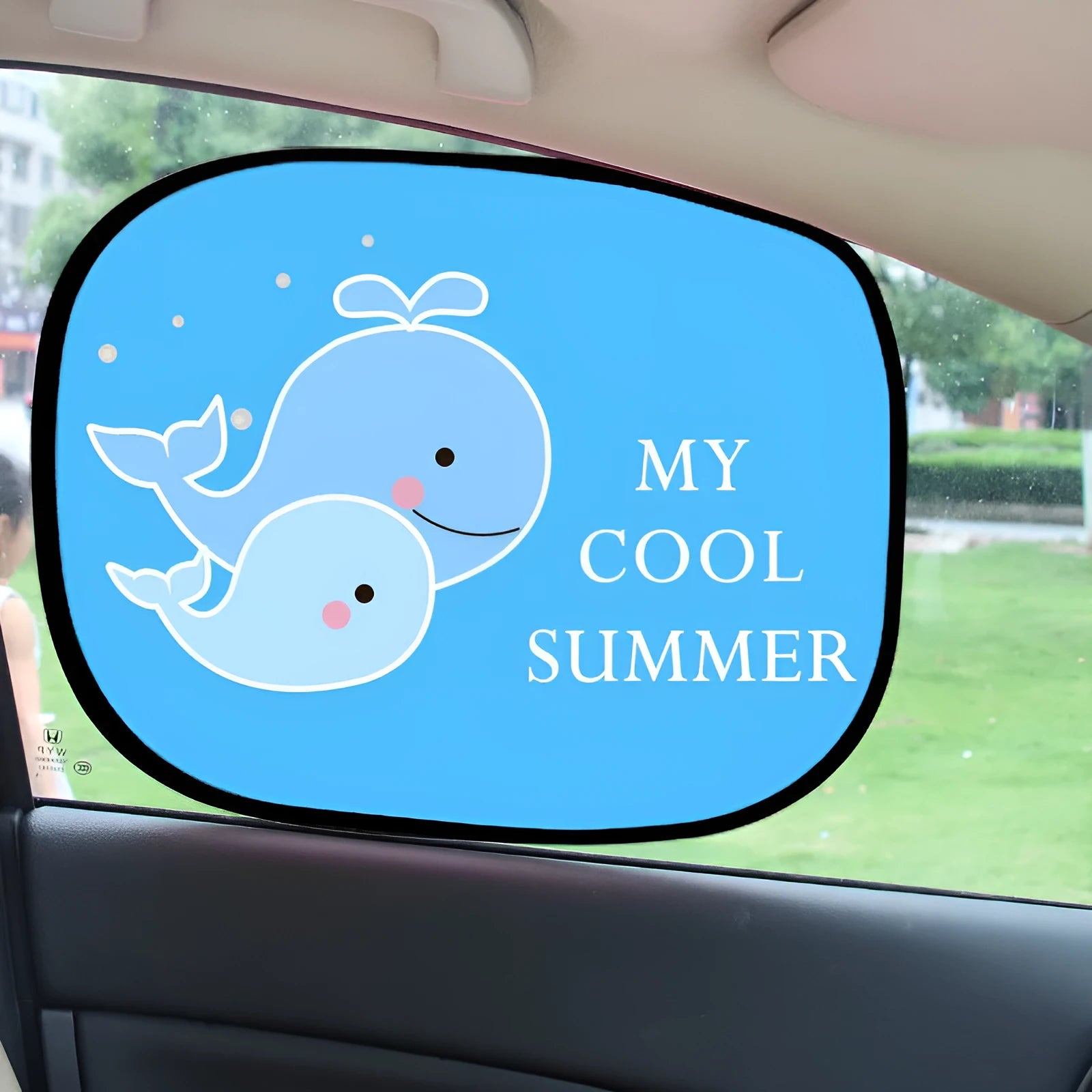 Electrostatic adsorption car side window sunshade with animal designs on nylon mesh material