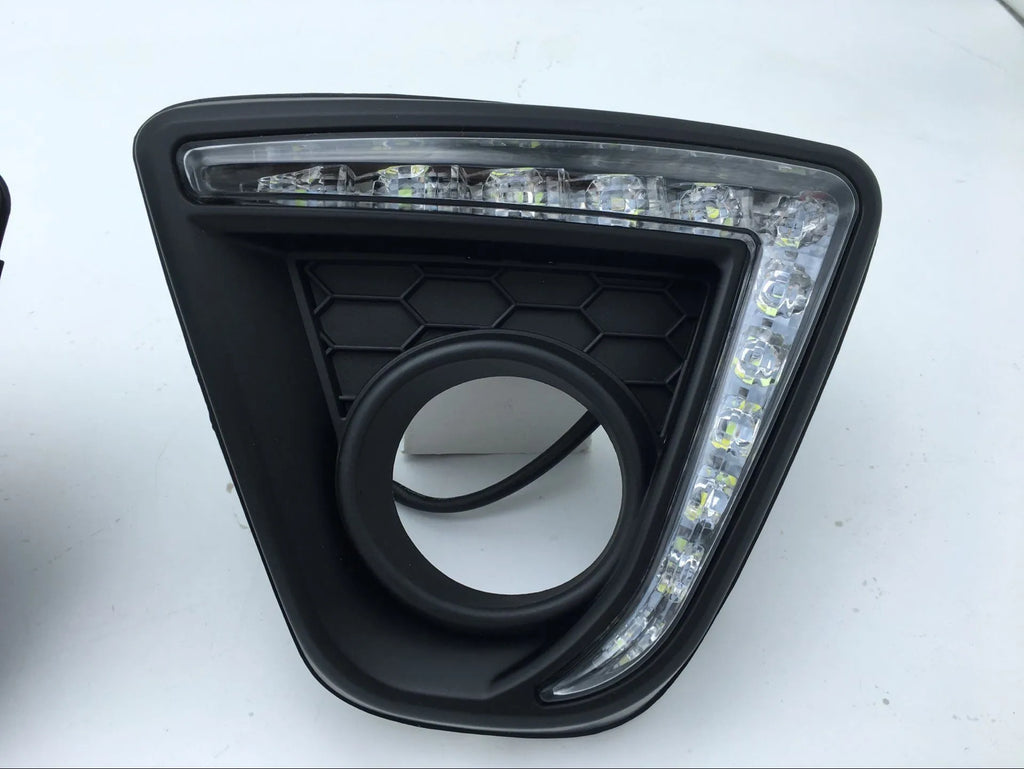 Mazda CX-5 LED daytime running light kit showing electroplated white variant with 12V operation