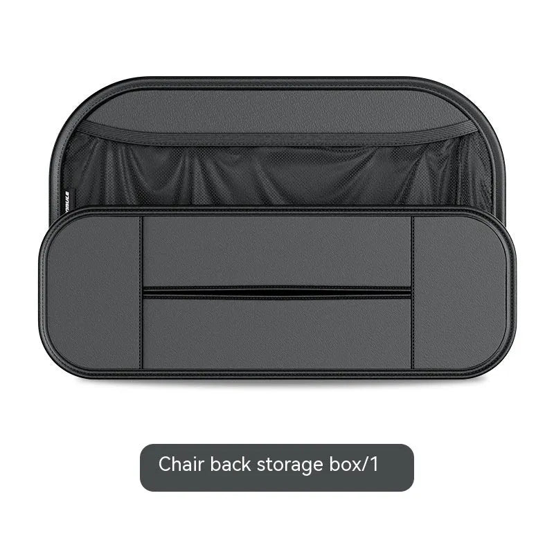 Black leather car seat rear storage bag organiser with 36x8x24cm dimensions