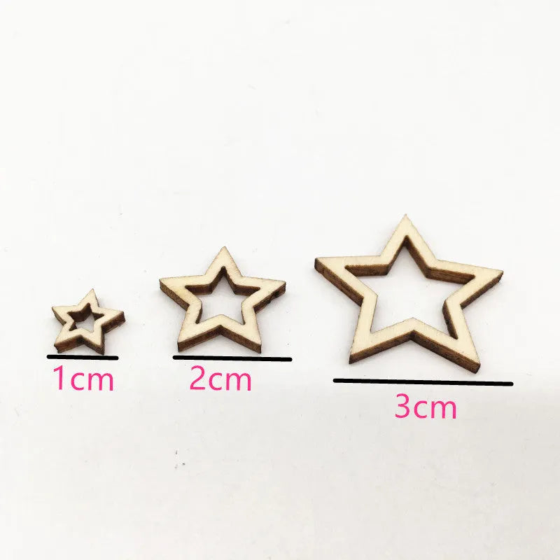 MDF five-pointed star hollow pendants in 10mm 20mm and 30mm sizes for home decoration