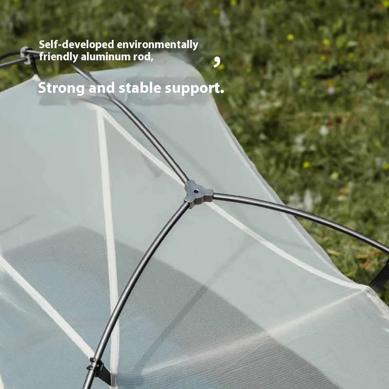Ultralight double tent in grey for two people, inner tent size 210x130x105cm, 20D nylon construction