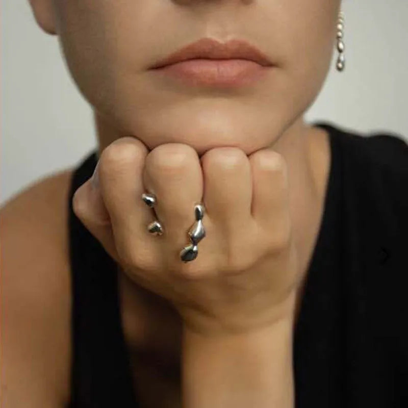 Brass spherical fashion ring in gold or silver colour for women