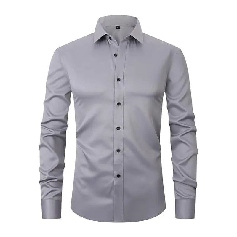 Men's stretch long sleeve work shirt in polyester, shown in one of 14 available colours.