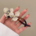 Retro flower back head updo bobby pin with acrylic petals in beige colour