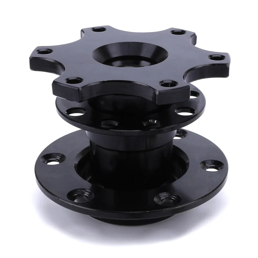 Universal car steering wheel quick release device shown in multiple colour options: black, red, blue, silver, and gold.