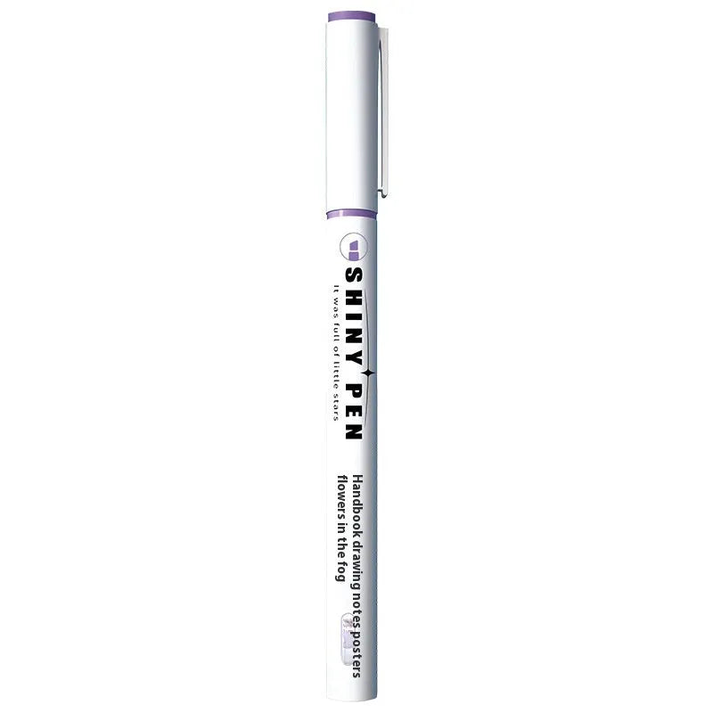 Set of four glitter highlighter pens with slanted 4mm tips in six colour variants including Taro Puff and Mung Bean Smoothie.