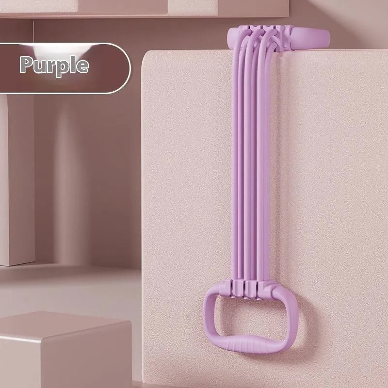 Women's adjustable chest expander with TPE pull rope in pink, blue, or purple colours