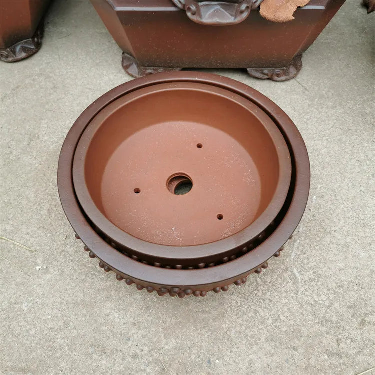 Red purple sand round flower-drum flowerpot stump nail planter for desktop ground