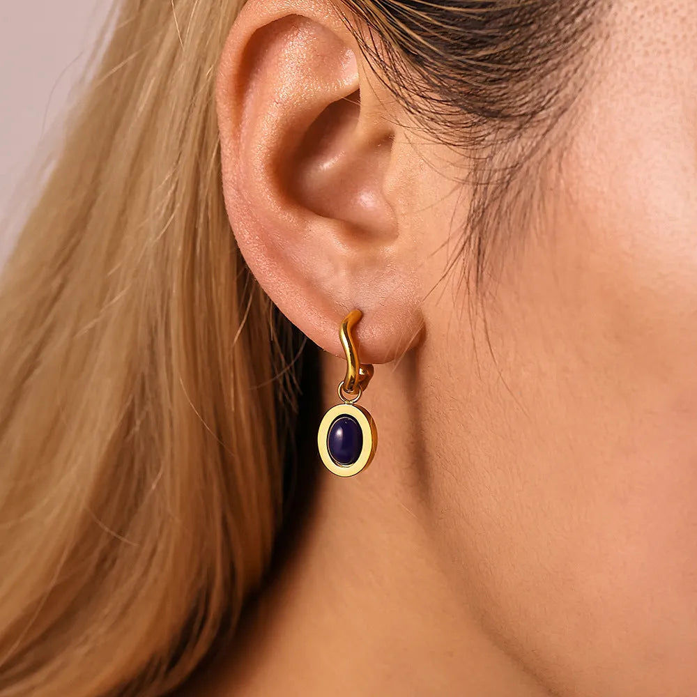 Stainless steel plated geometric eardrops earrings for women electroplating finish