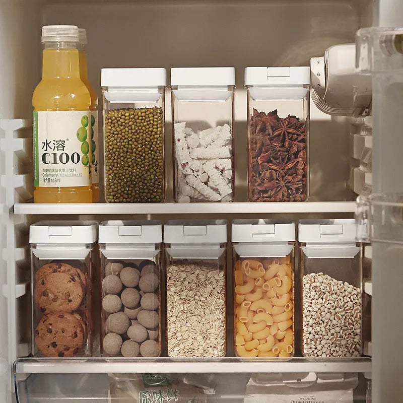 White transparent plastic storage box for grains with 400ml capacity.