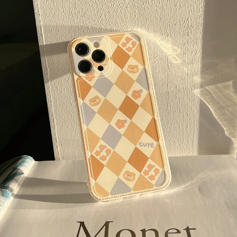 Geometric rhombus grid soft TPU phone case for Apple iPhone in photo colour