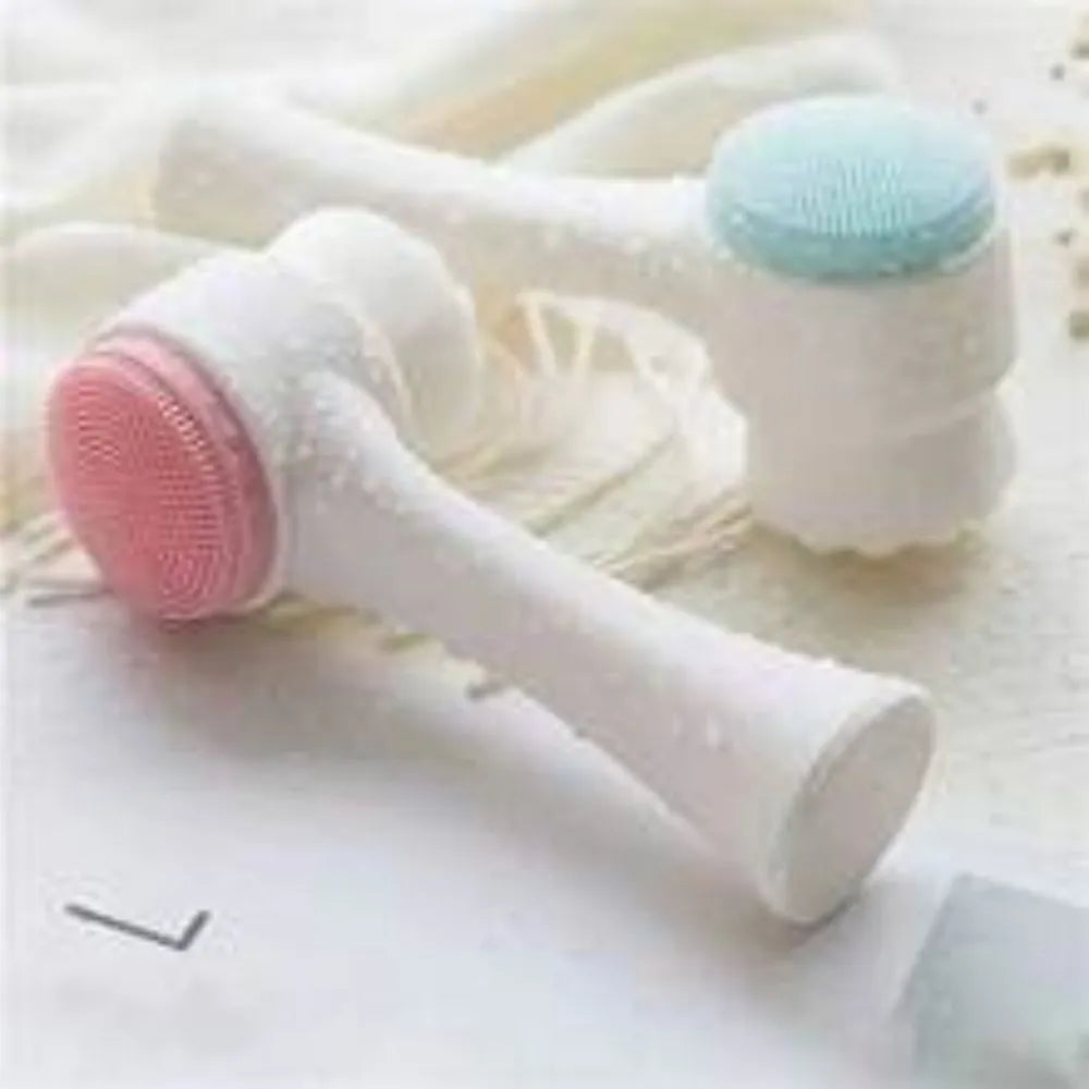 Blue and pink pet paw brush grooming tool with nylon bristles for dogs and cats