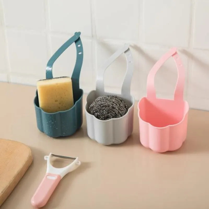 Nordic style plastic drain basket for kitchen sink in dark blue, grey, or pink colours