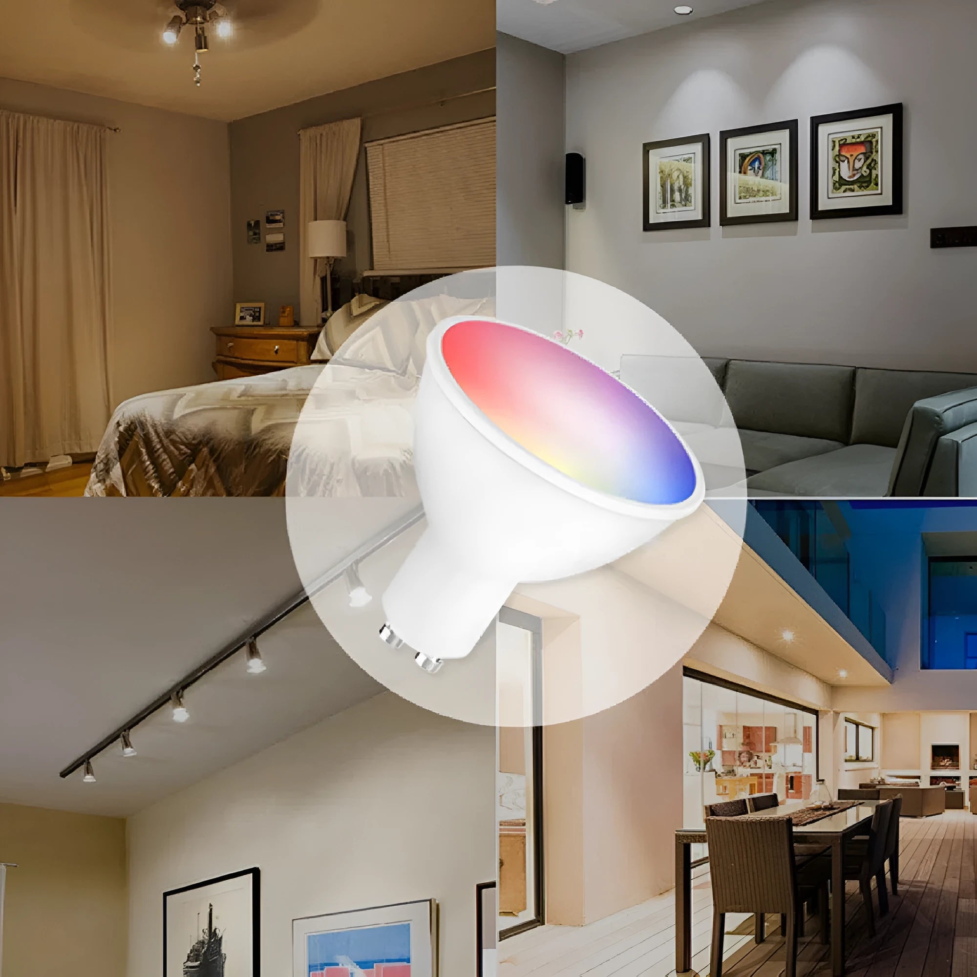 5W GU10 smart LED spotlight with RGBCCT colour changing and WiFi voice control in compact design
