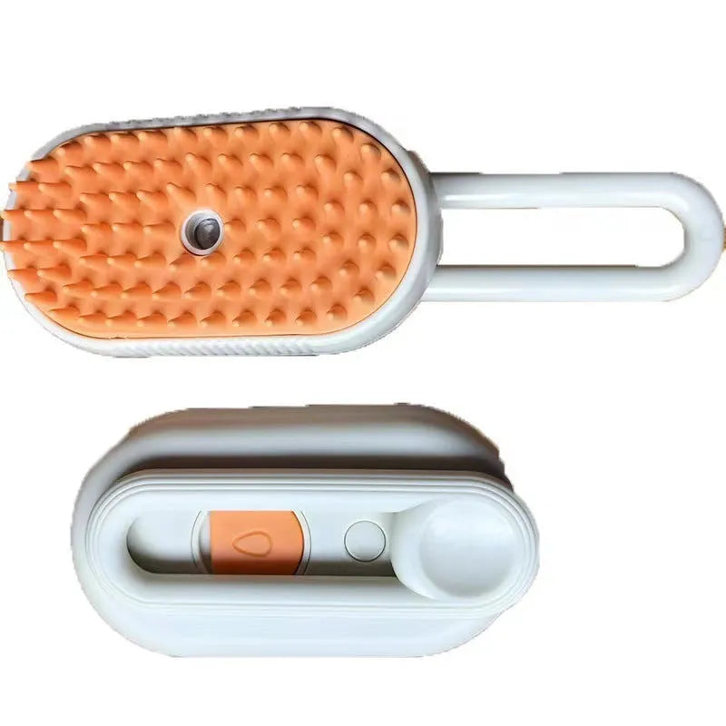 Pet grooming spray brush with massage steam function in ABS plastic with various colour handle options