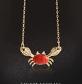 Red crab clavicle chain necklace in alloy with ocean pattern and 21cm to 50cm circumference