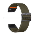 Elastic nylon watch strap with cow head buckle in army green, 22mm width