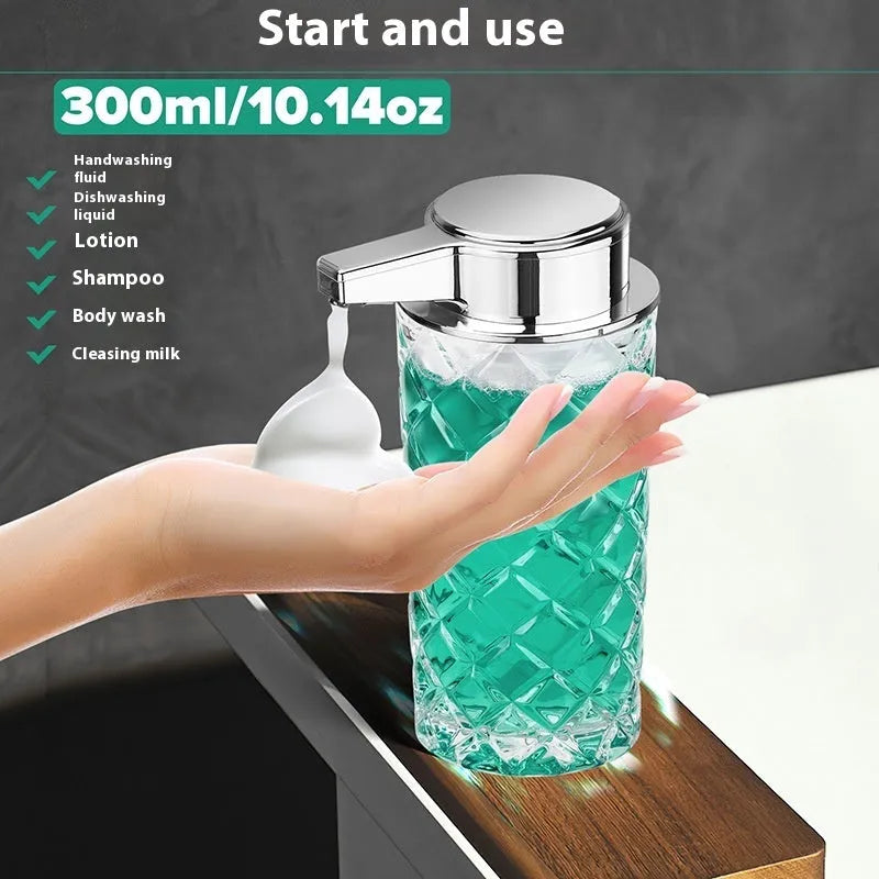 Silver automatic soap dispenser with USB Type-C charging port